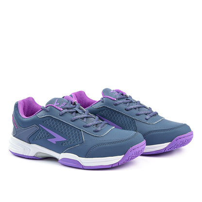 Defend Girls Netball Shoes - Steel/Purple