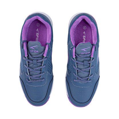 Defend Girls Netball Shoes - Steel/Purple